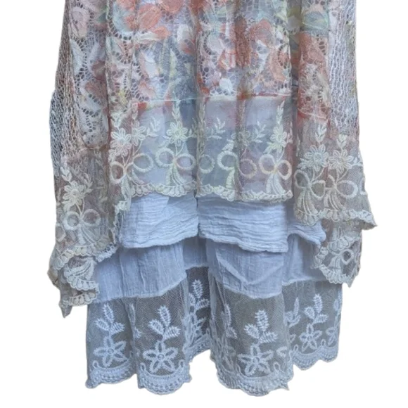 Made In Italy Lacy Layered Tunic Dress One Size - Picture 8 of 16